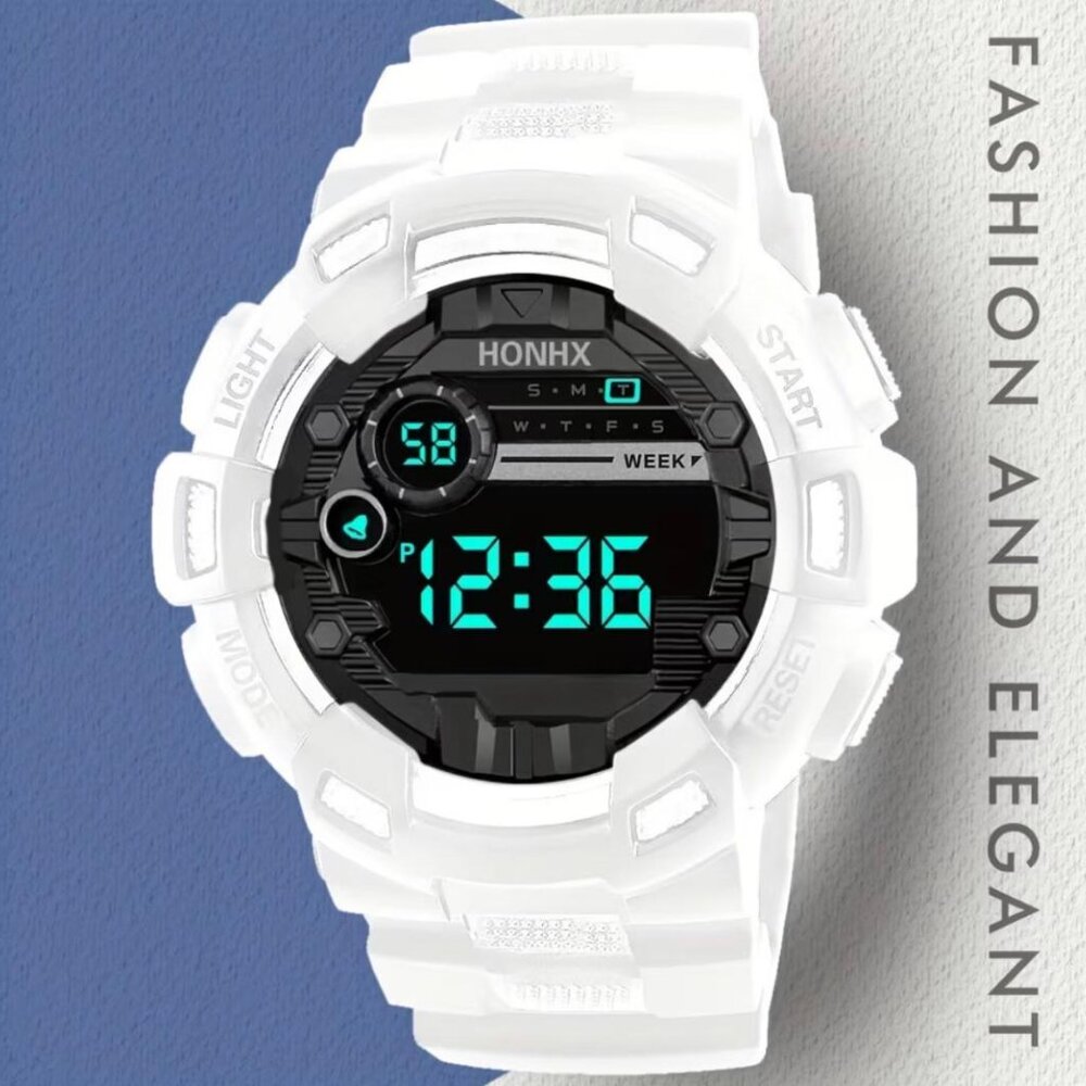NEW - DIGITAL SPORTS WATCH WHITE/ROSEGOLD - BATTERY POWERED ADJUSTABLE BAND - Picture 4 of 5